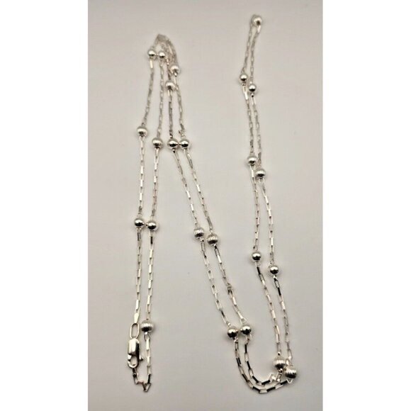 Sterling Silver 925 Ball Chain Necklace Made in Italy Necklace 48" - Picture 1 of 9